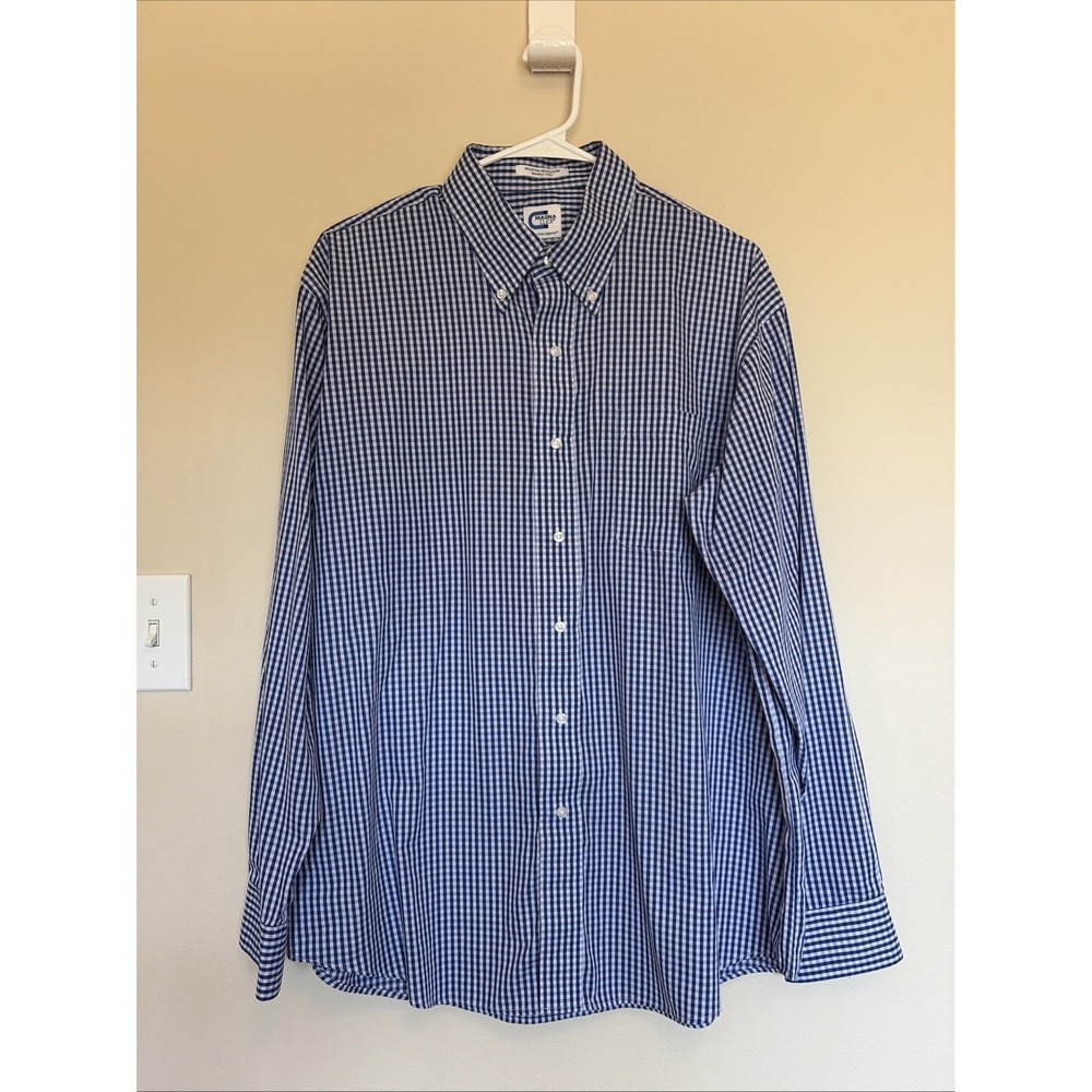 Magna Click Blue Gingham Check Wrinkle Free Magnetic Close Adaptive Shirt Large